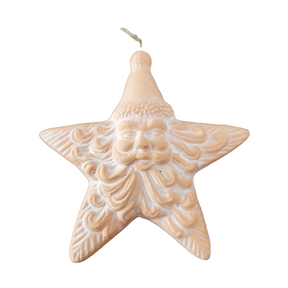Vintage Terra Cotta Star Santa Christmas Tree Ornament Adult Holiday Collectible - Picture 1 of 5